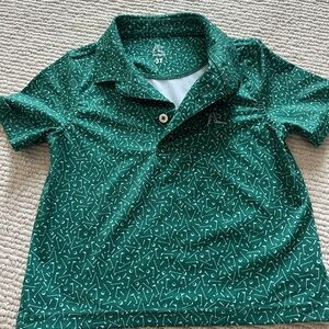 Rhoback Kids Polo in Green with White Pattern